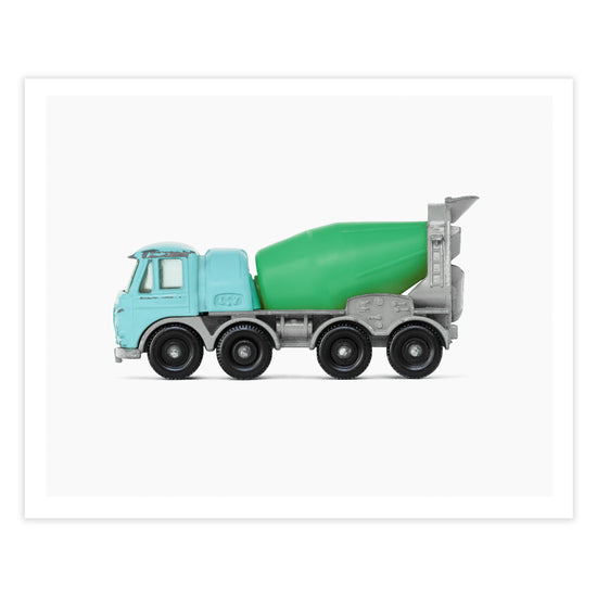 Blue Green Cement Mixer art print