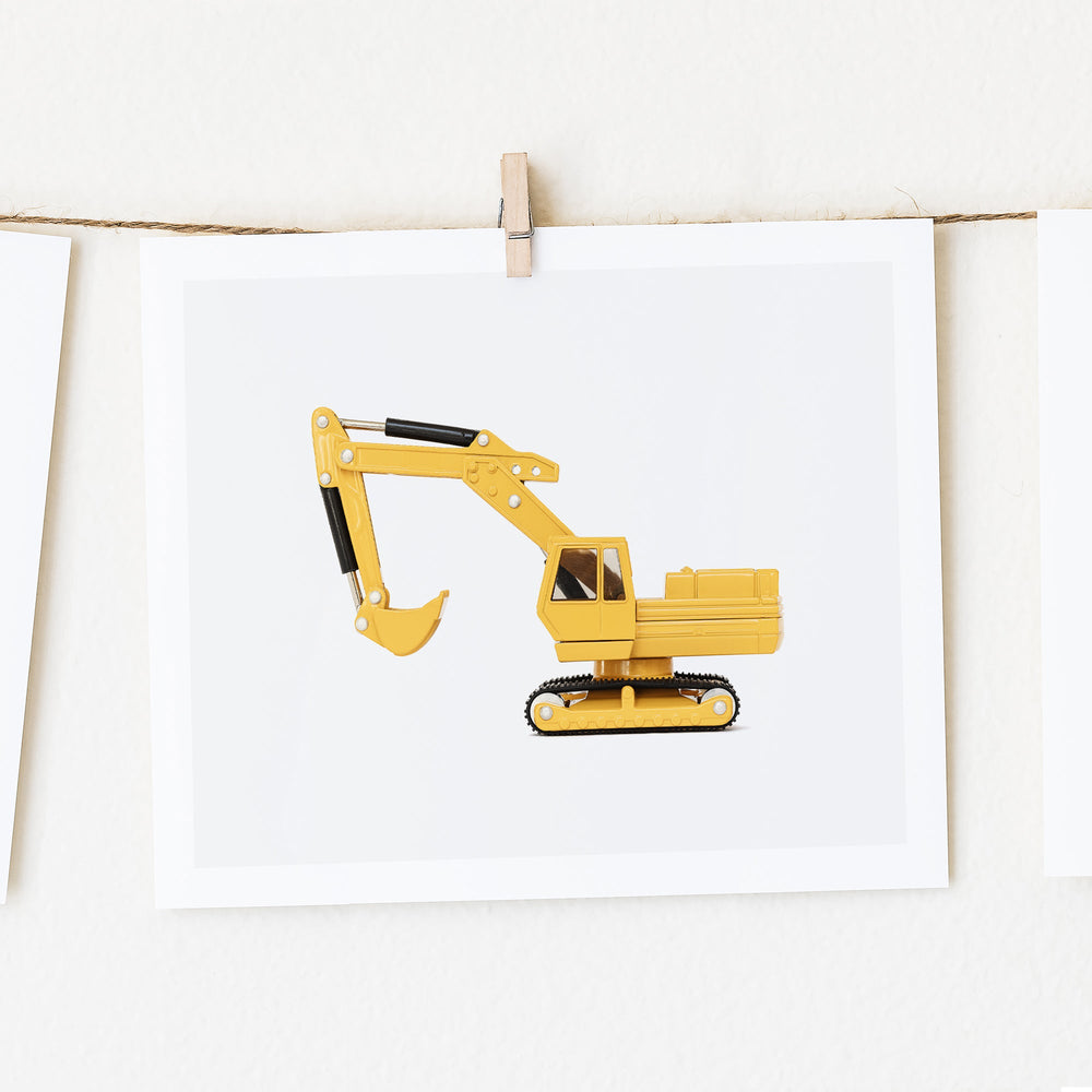 Excavator print boys room decor