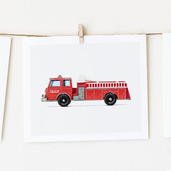 Red fire truck print Fire Truck nursery Art Print for boys room