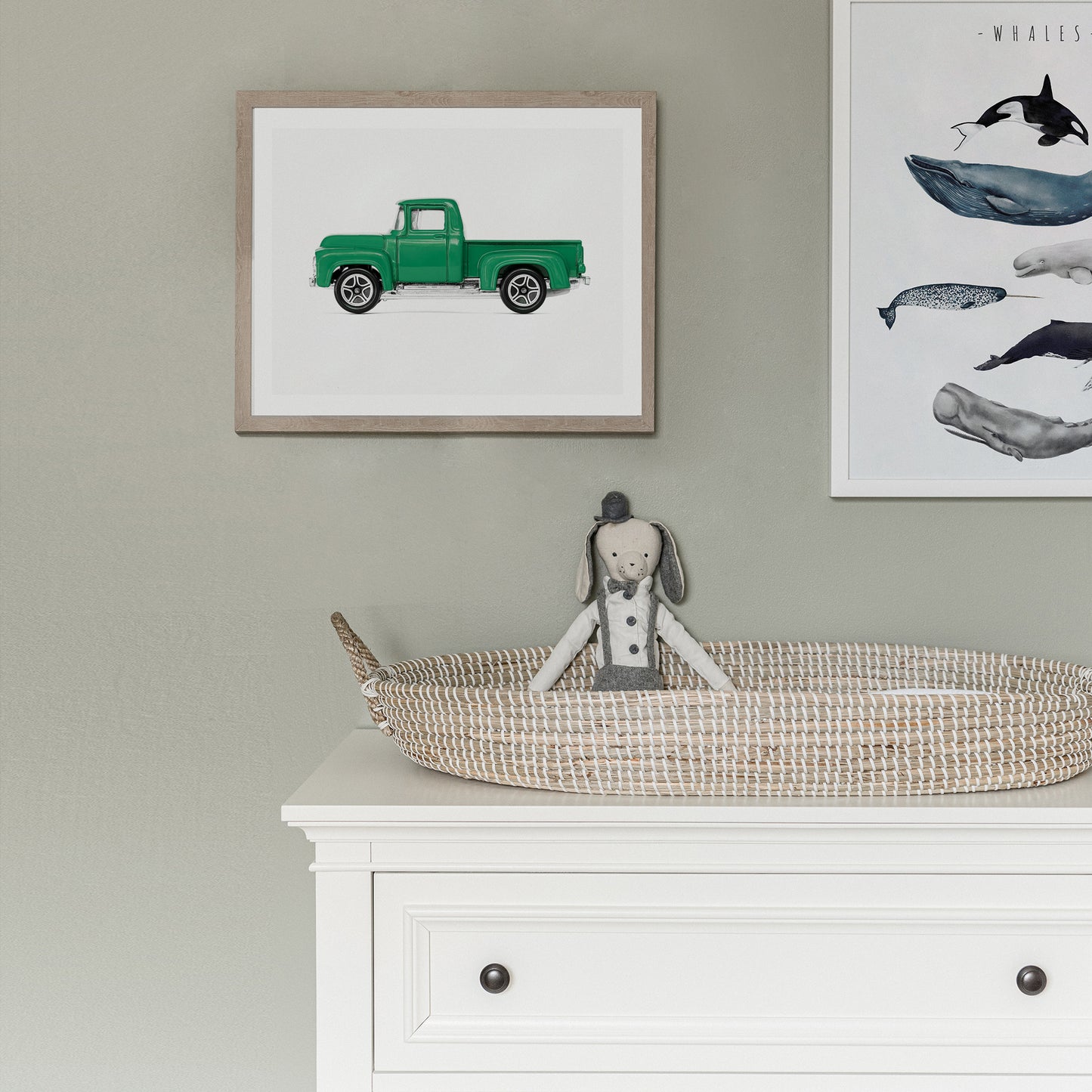 Load image into Gallery viewer, Vintage Old Green Pickup Truck Nursery Print for Boys

