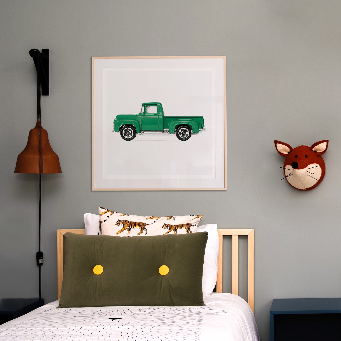 Load image into Gallery viewer, Vintage Old Green Pickup Truck Nursery Print for Boys
