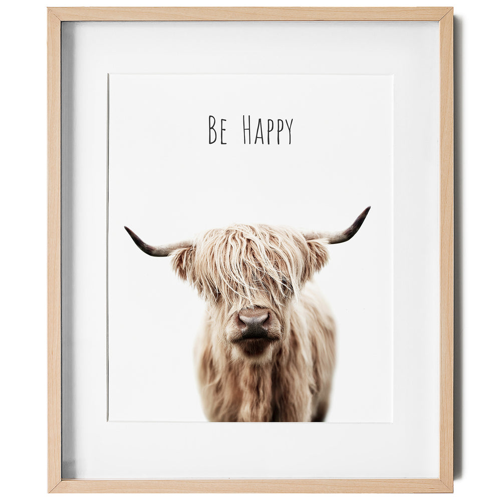 
                      
                        Highland Cow Be Happy  Inspirational Nursery Wall Art
                      
                    