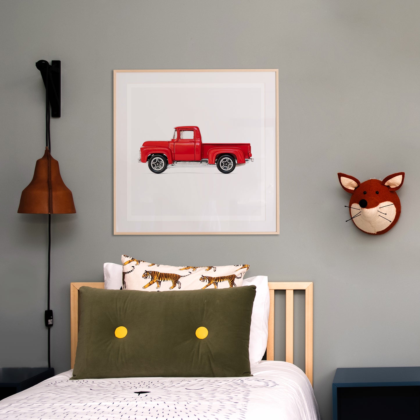 Old Red Pickup Truck nursery wall art for boys' room