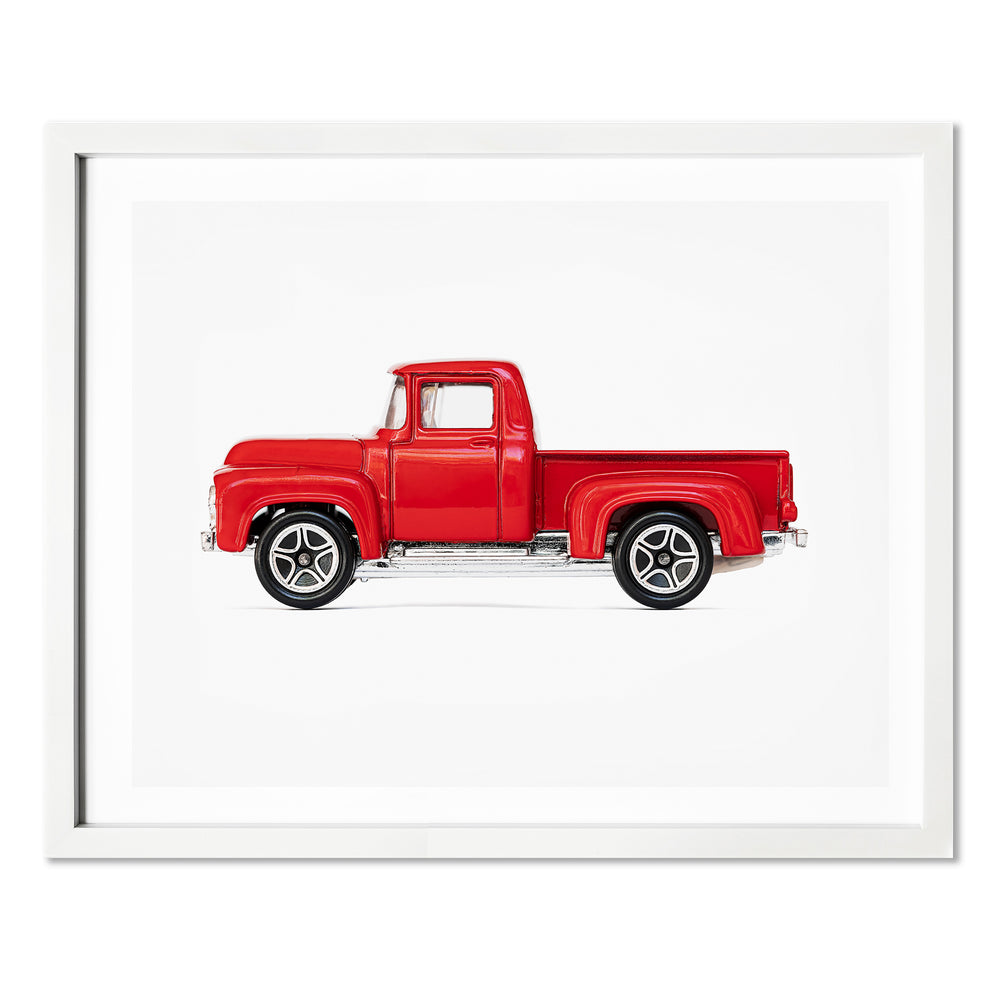 Old Red Pickup Truck nursery wall art for boys' room