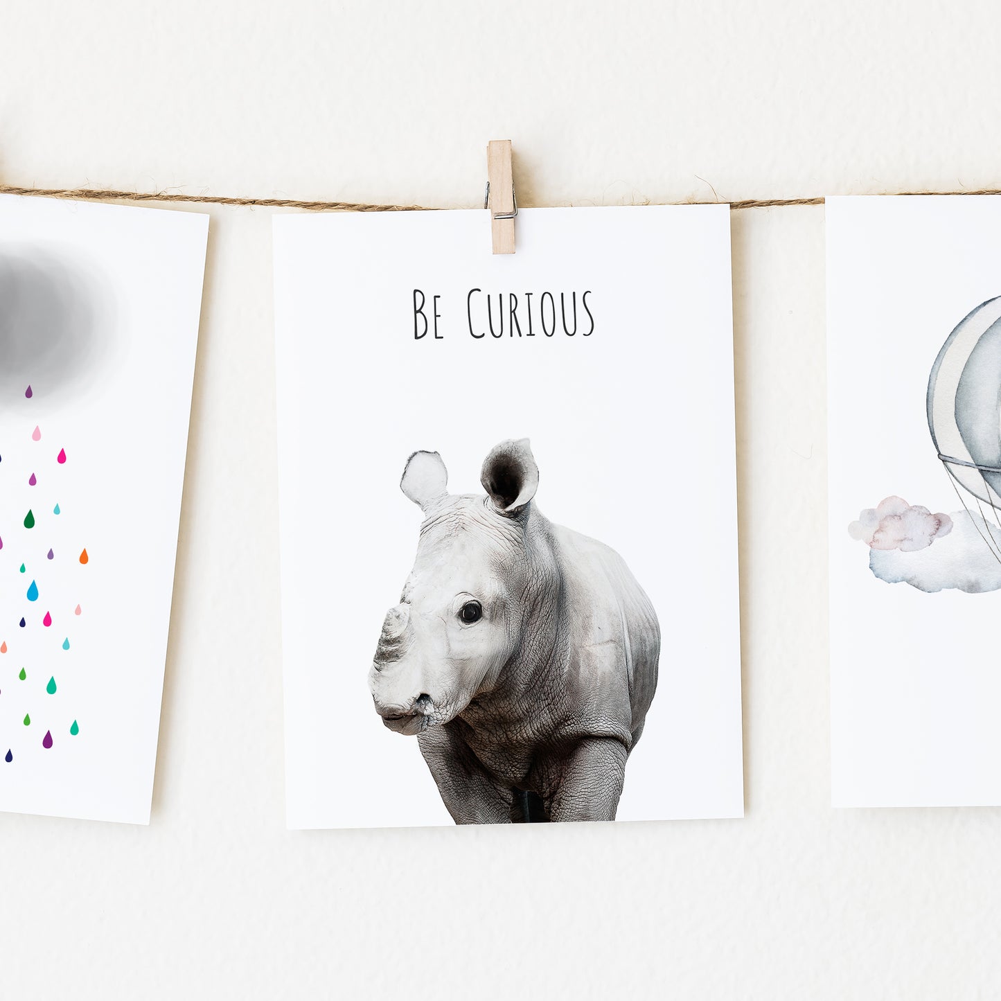 Rhino Be Curious Inspirational Nursery Wall Art