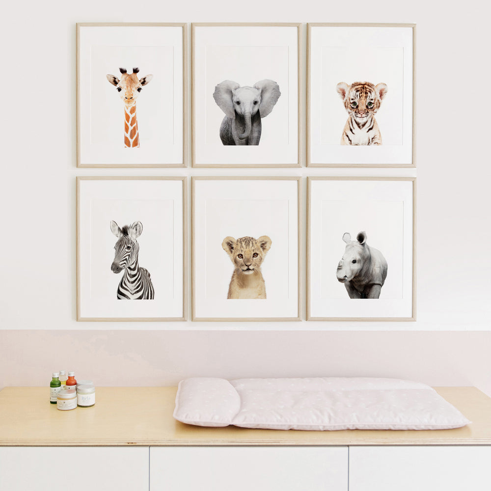 Set of 6 Safari Animal Nursery Art Prints