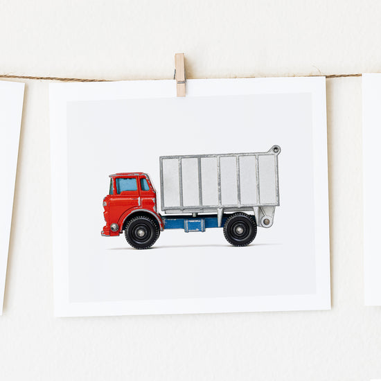 blue red truck art print