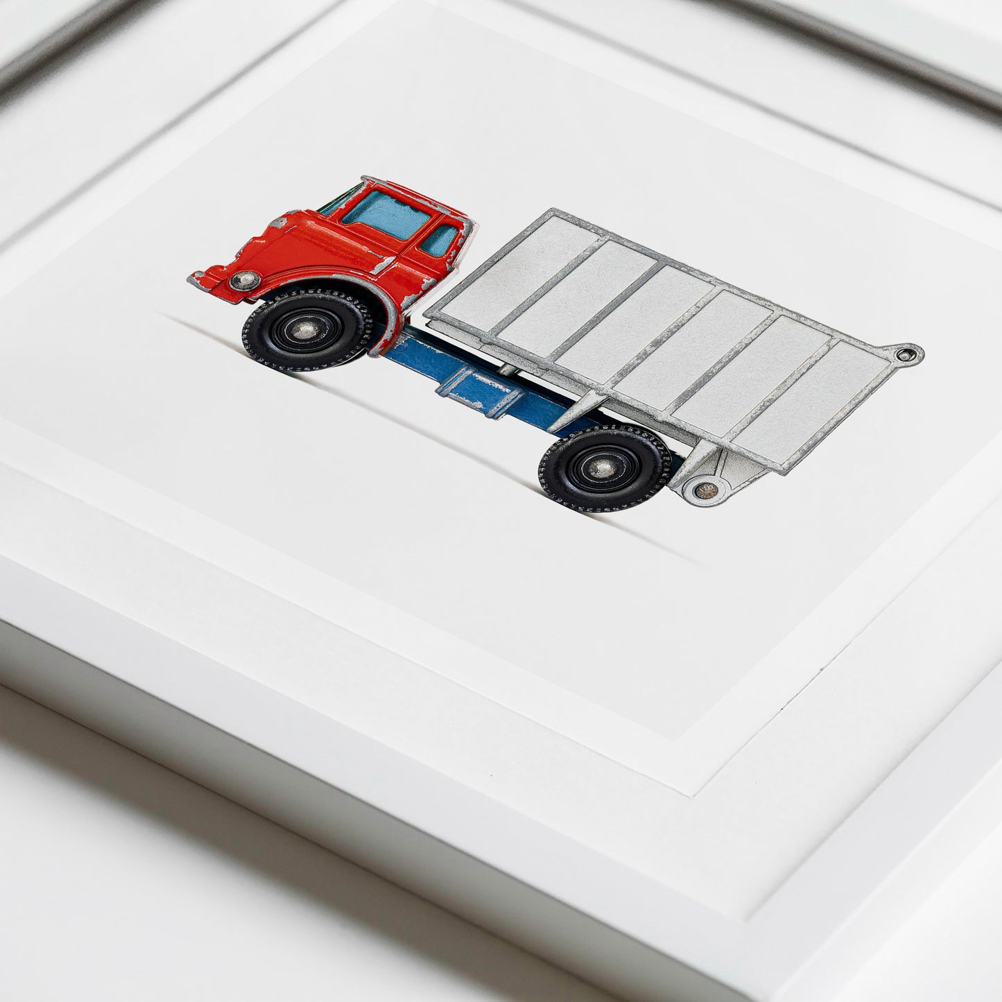 blue red truck art print