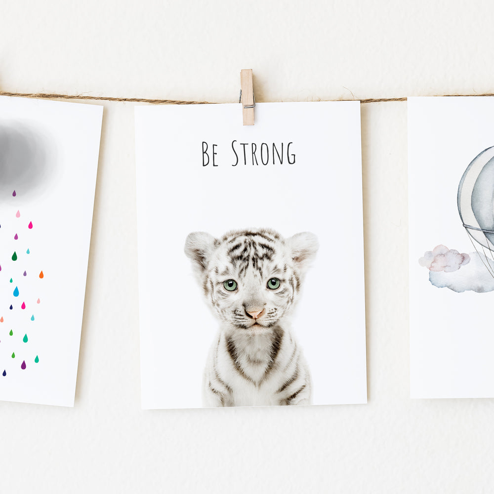 
                      
                        White Tiger Be Strong Inspirational Nursery Wall Art
                      
                    