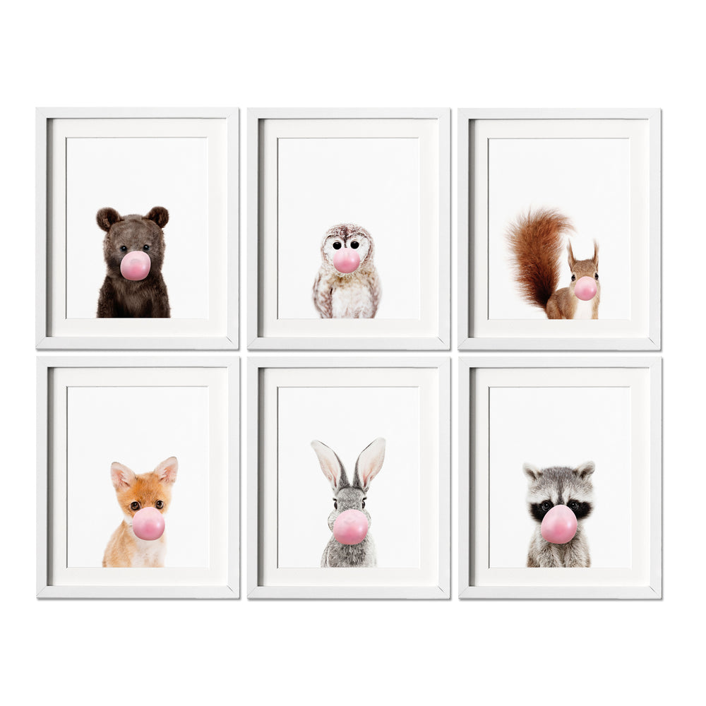 
                      
                        Woodland Animals Blowing Bubble Gum Wall Art Set of 6
                      
                    