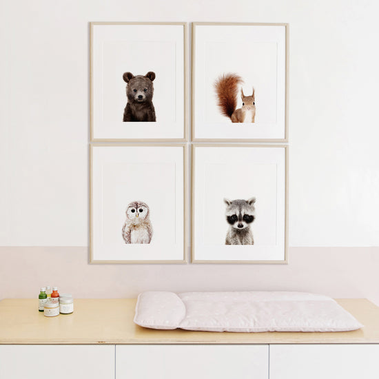 Woodland Animal Prints Set of 4 Nursery Wall Art&nbsp;