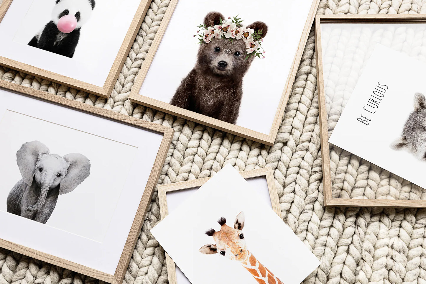 Charming animal-themed nursery with adorable baby animal prints on the walls