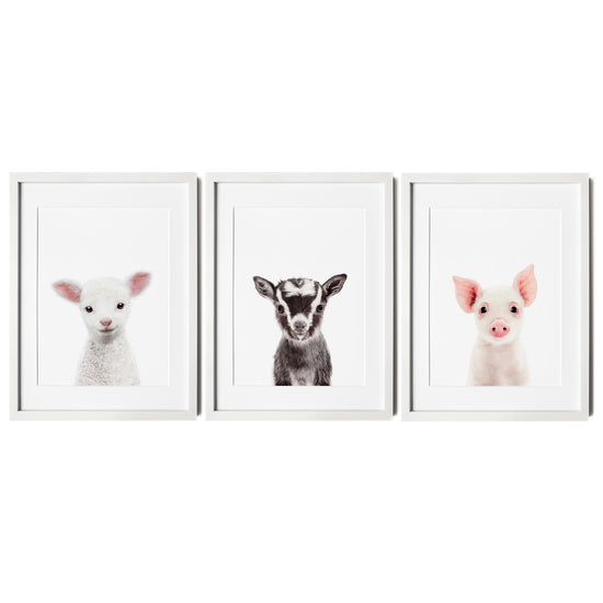 Farm Animals Set of 3 Nursery Art Prints