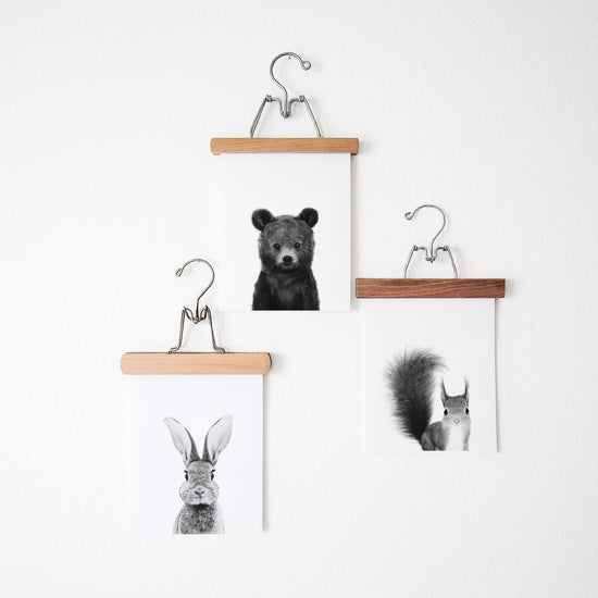 Black and White Woodland Animals Set of 3 Nursery Wall Art Prints