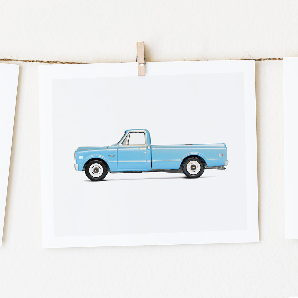 
                      
                        Blue Pickup Truck Nursery Print for Boys' Rooms
                      
                    