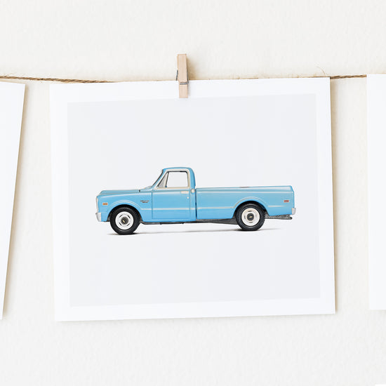Blue Pickup Truck Nursery Print for Boys' Rooms