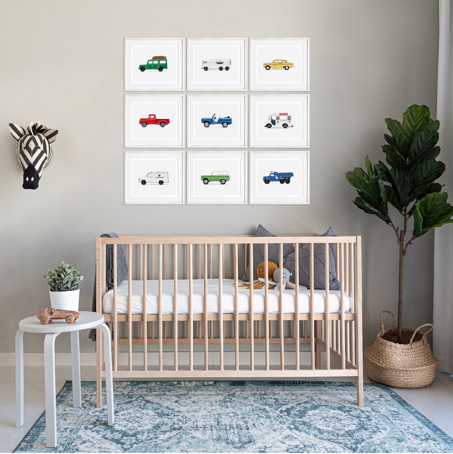 Vintage Car Nursery Prints for Boys Room