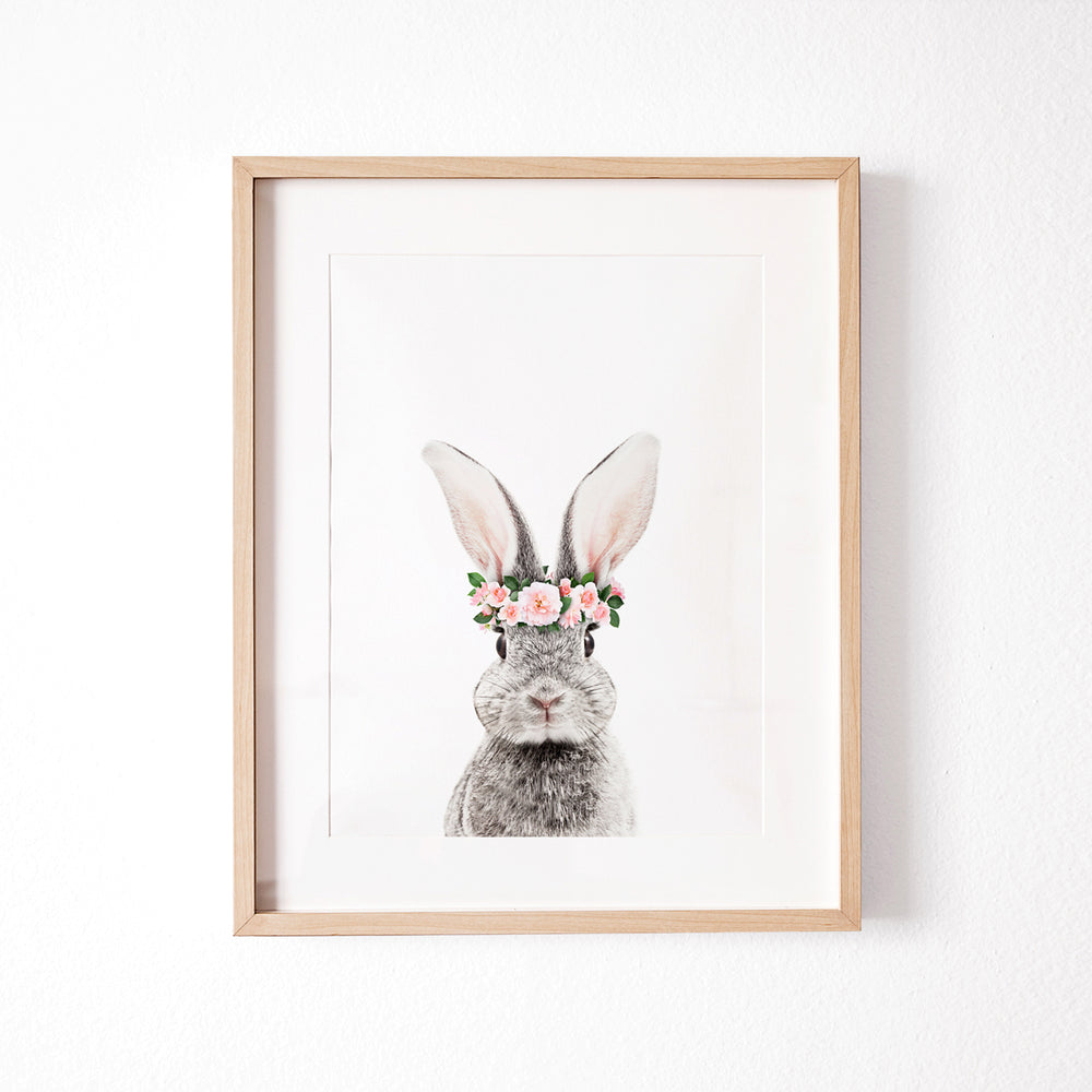 
                      
                        Bunny Portrait and Bunny Tail with Flower Crown  nursery wall art prints
                      
                    