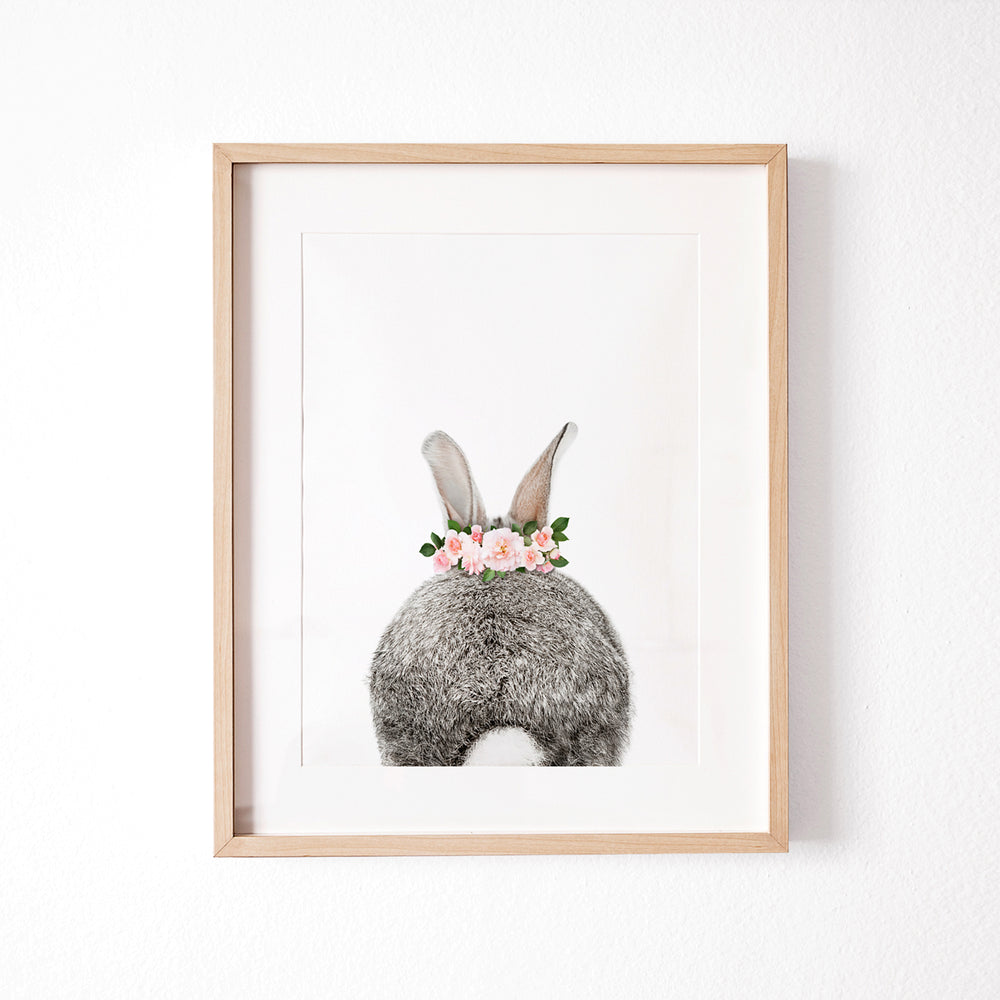 
                      
                        Bunny Portrait and Bunny Tail with Flower Crown  nursery wall art prints
                      
                    