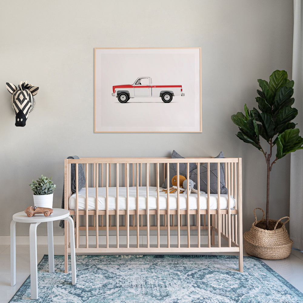 Nursery pickup truck art Print for Boys room