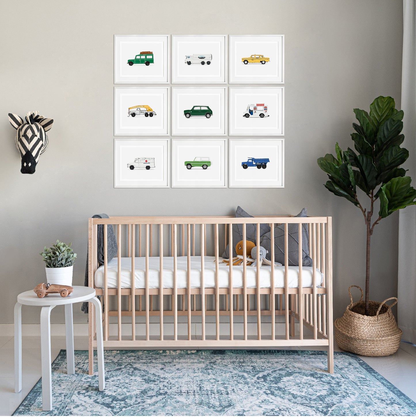 nursery wall decor Green Mini Cooper print