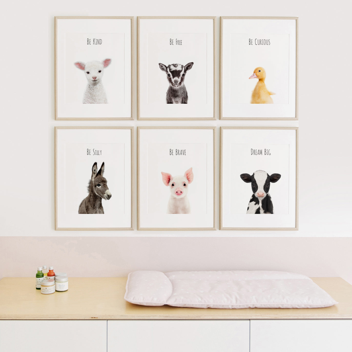 Farm Animals Art Prints with Positive Affirmations - Set of 6