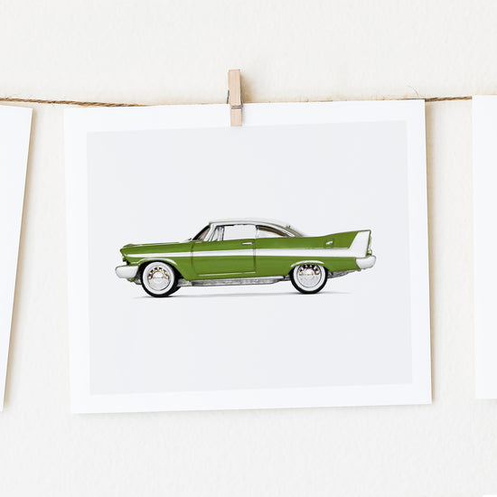 Green Classic Car Art for Nursery Decor