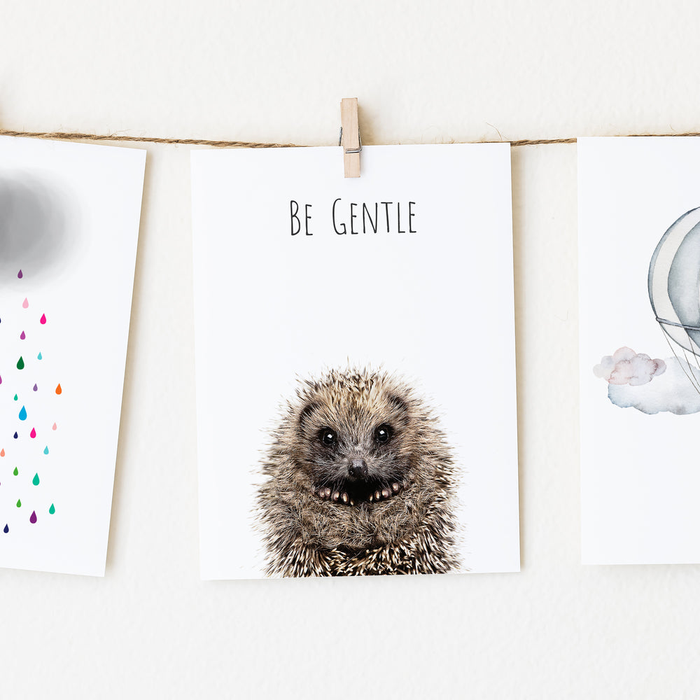 
                      
                        Hedgehog Be Gentle Inspirational Wall Art for nursery or kids room
                      
                    