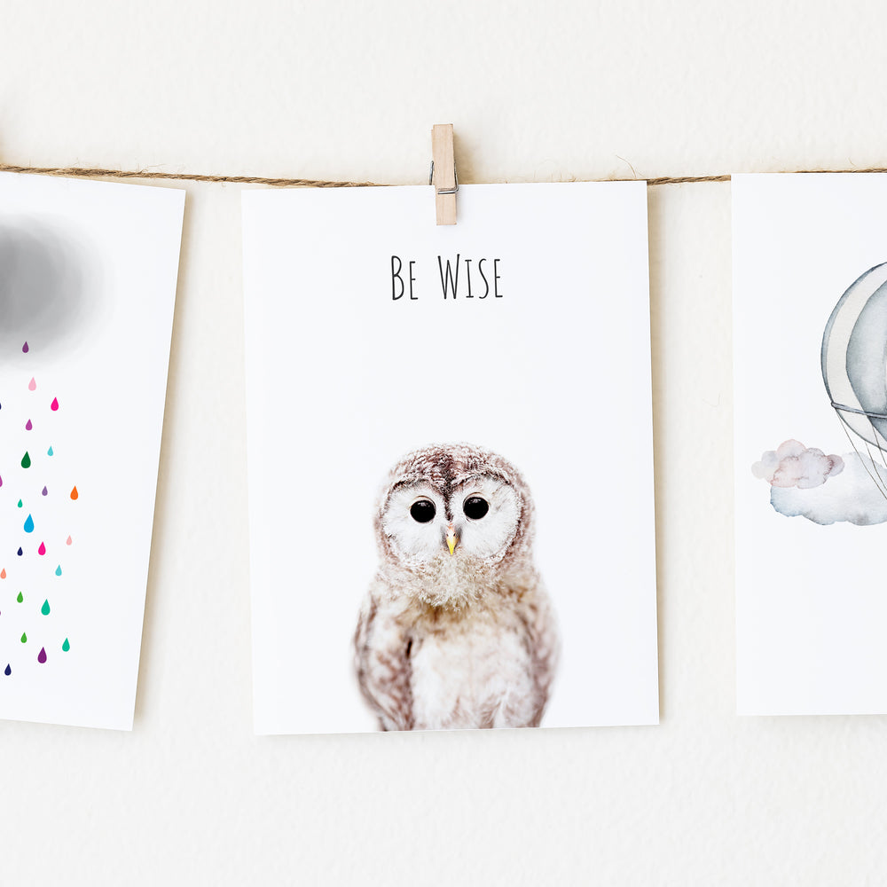 
                      
                        Owl Be Wise - Inspirational Wall Art for nursery or kids room
                      
                    