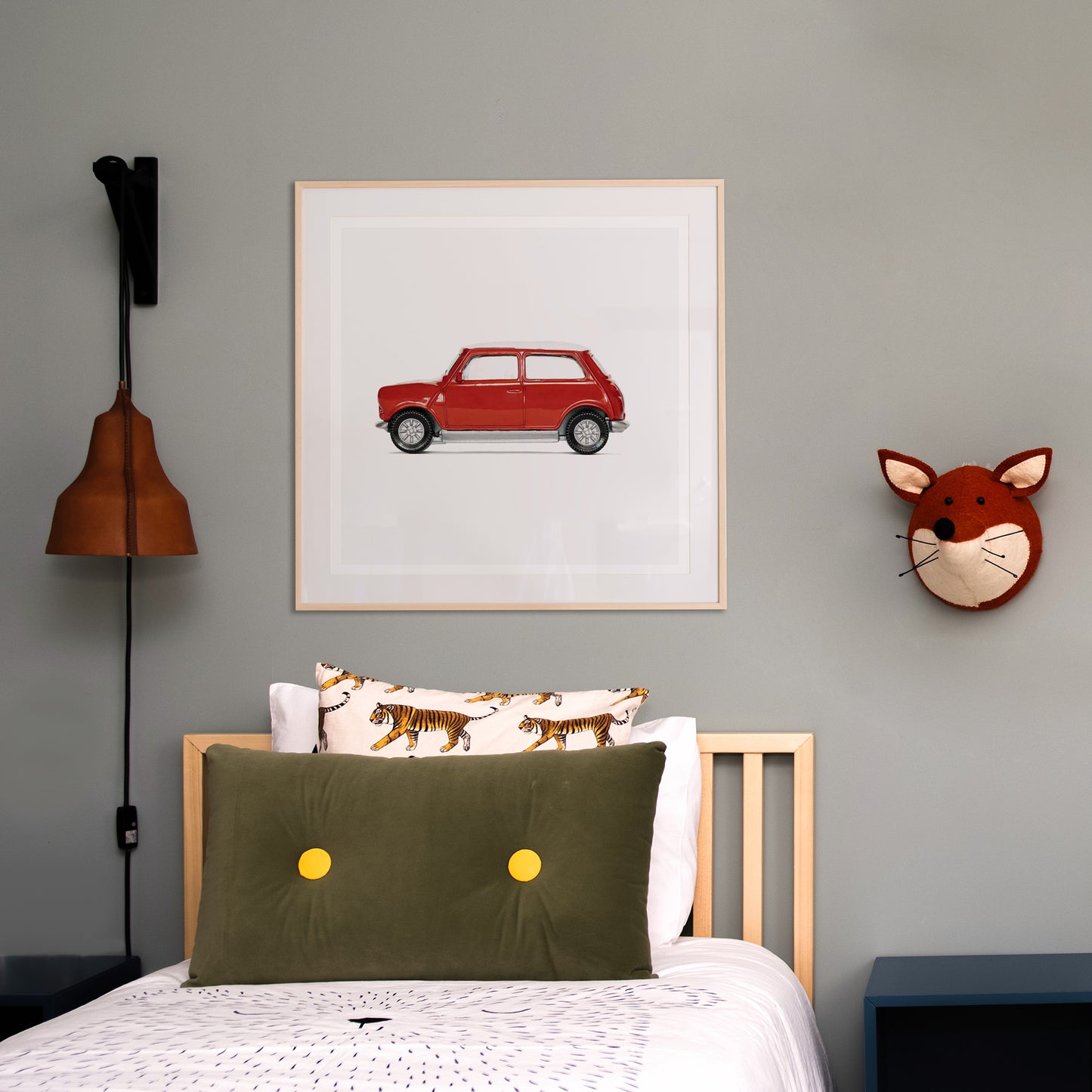 Red Mini Cooper Nursery Car Print for Boys