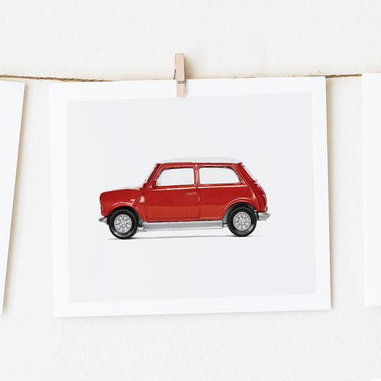 Red Mini Cooper Nursery Car Print for Boys