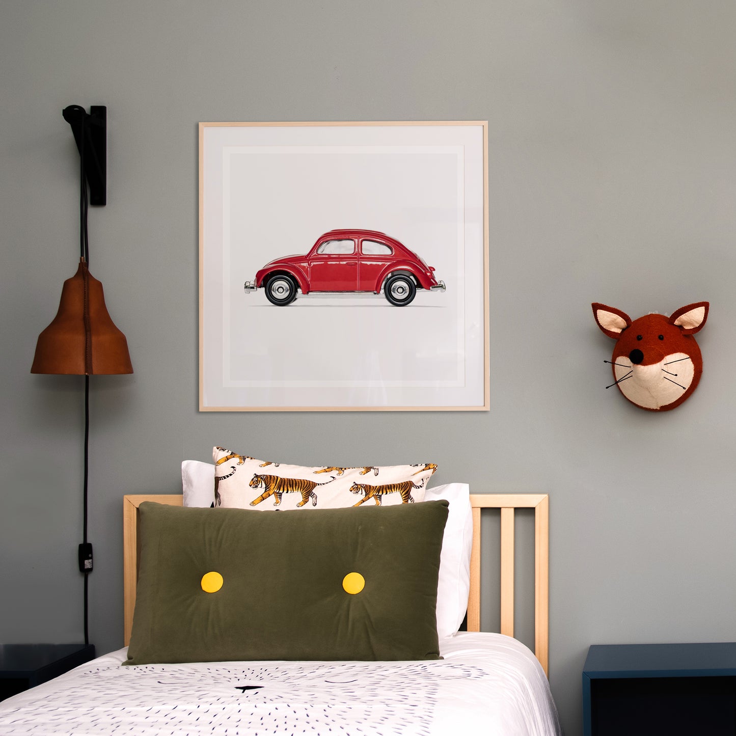 Volkswagen Beetle Car Red  nursery wall decor for boys room