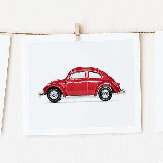 Volkswagen Beetle Car Red  nursery wall decor for boys room