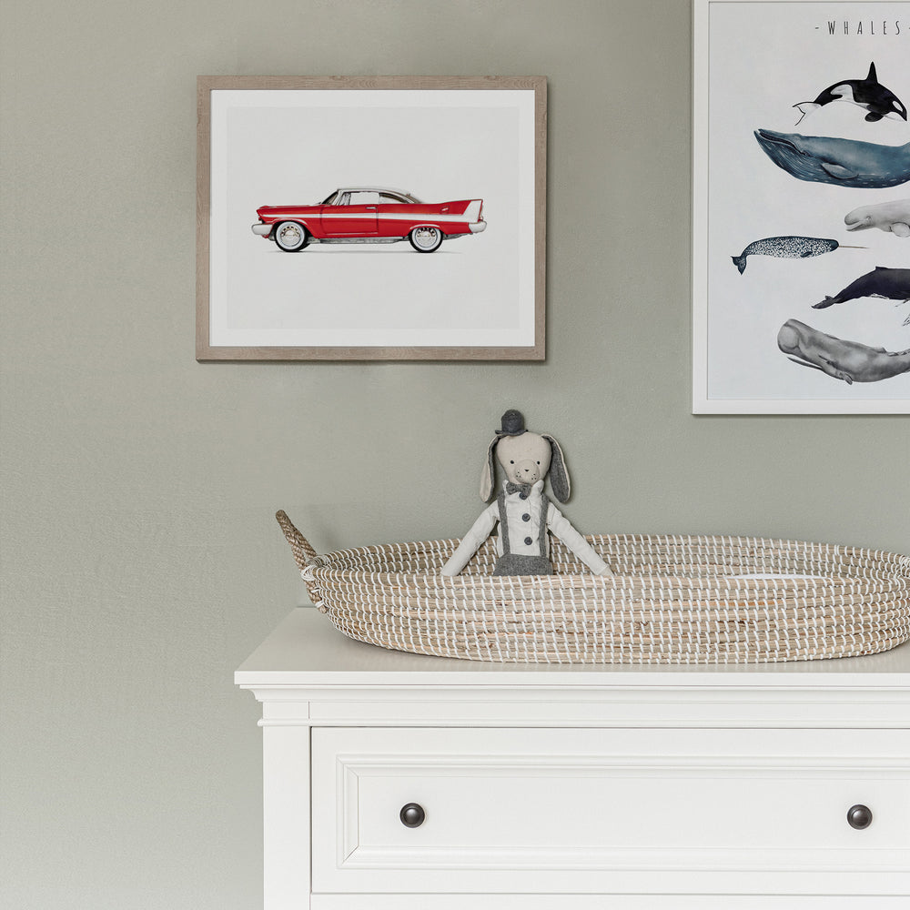 
                      
                        Red Vintage Classic Car Print for Boys' Nursery 
                      
                    
