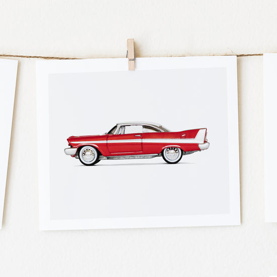 Red Vintage Classic Car Print for Boys' Nursery 