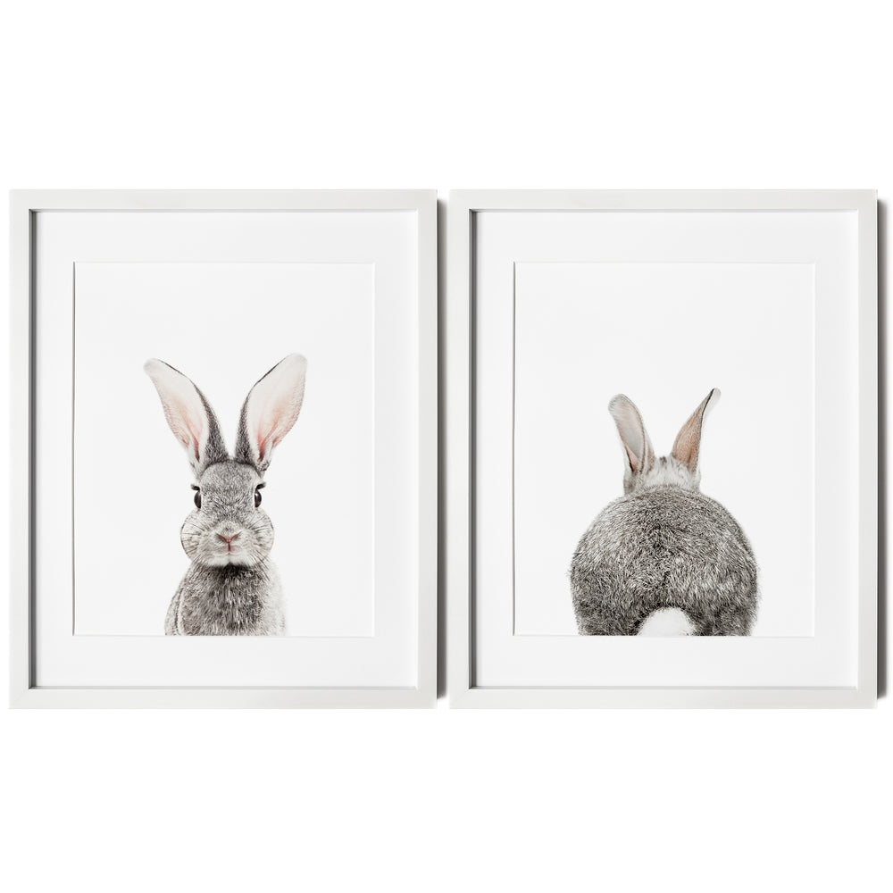 Bunny Portrait and Bunny Tail Wall Art Print - Set of 2