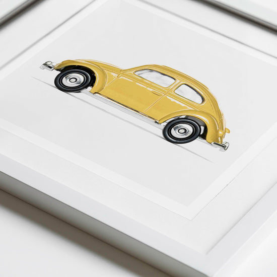 Volkswagen Beetle Car Yellow nursery wall art for boys room