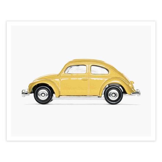 Volkswagen Beetle Car Yellow nursery wall art for boys room