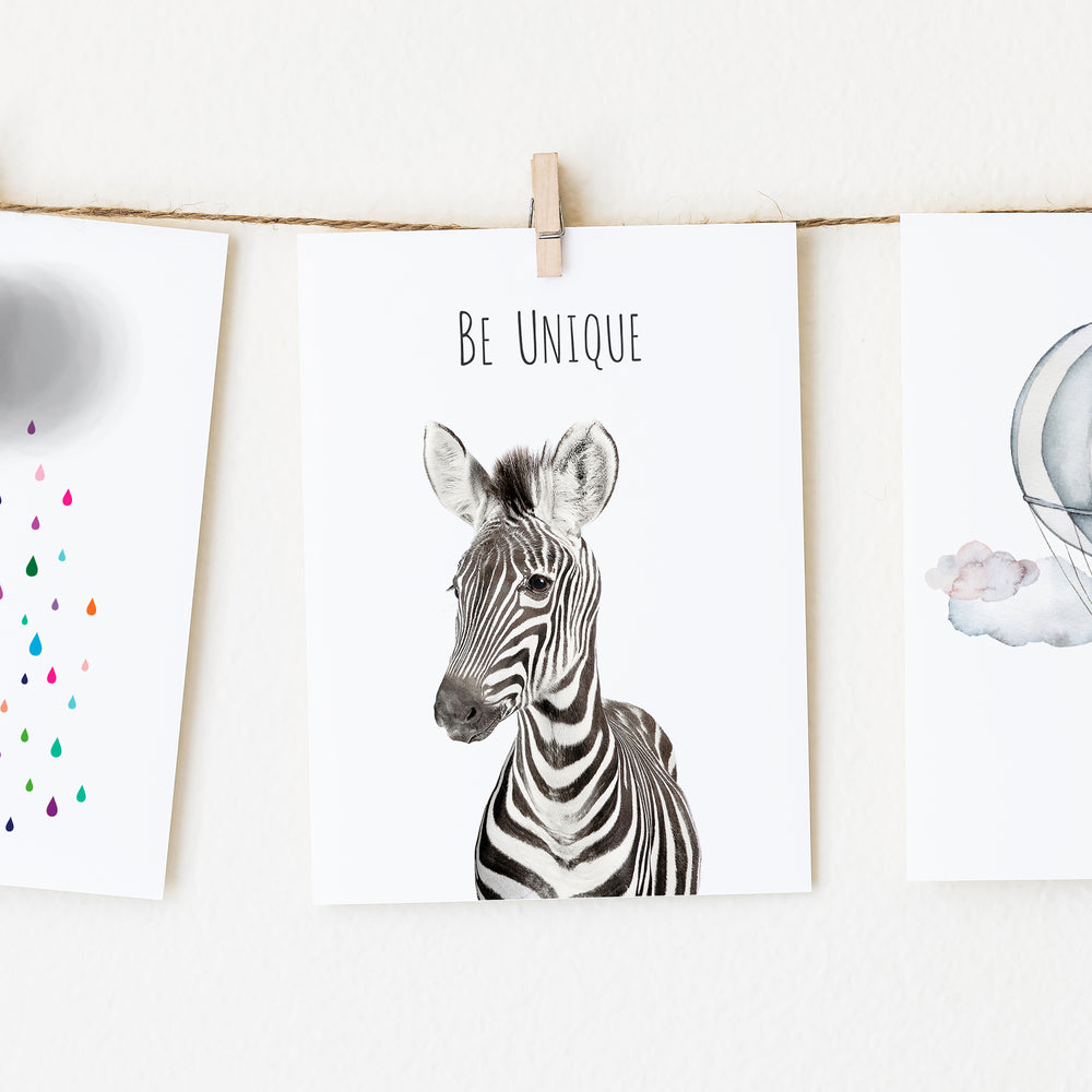 zebra be unique safari inspirational kids wall art 